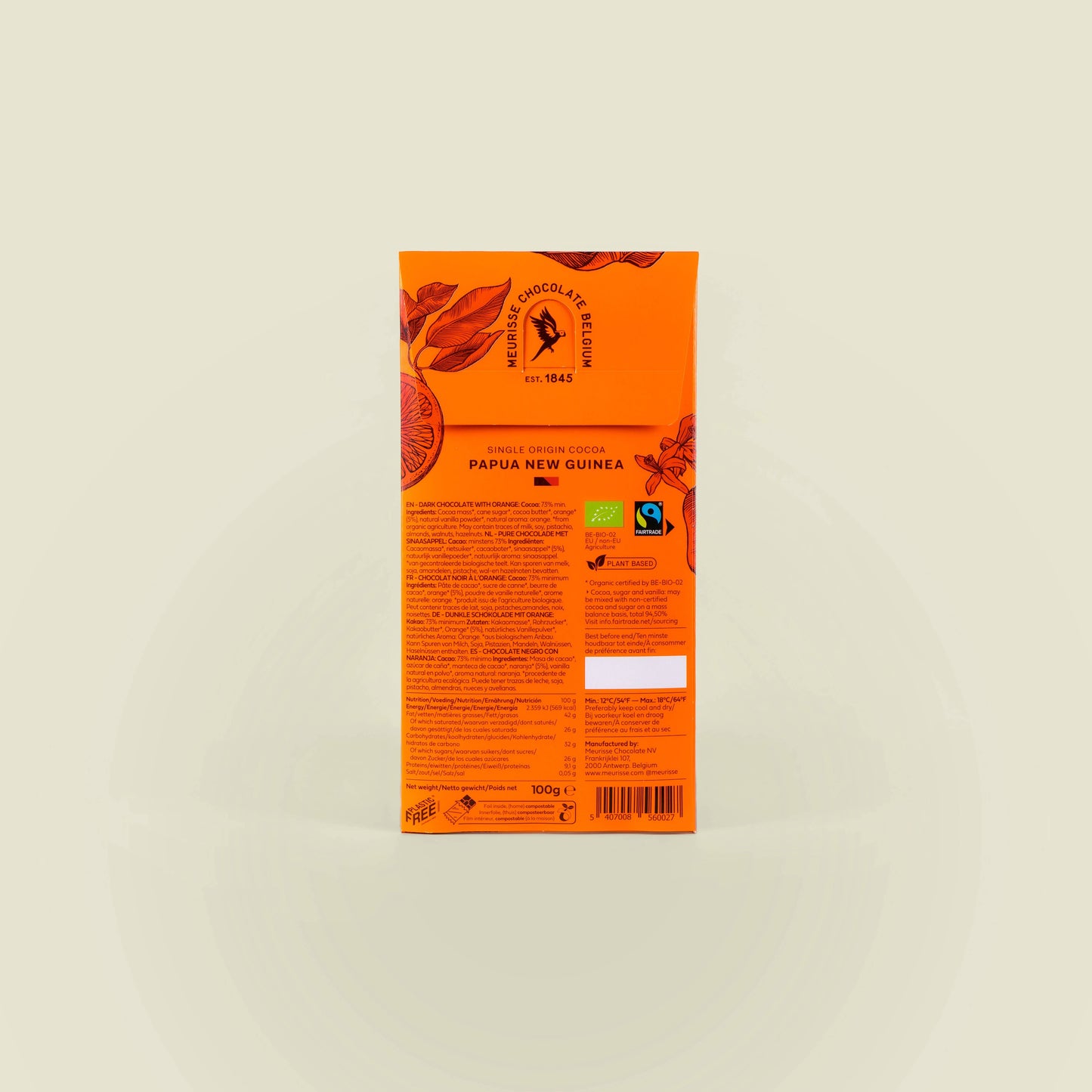 Bio-Zartbitterschokolade mit Orange (100 g)